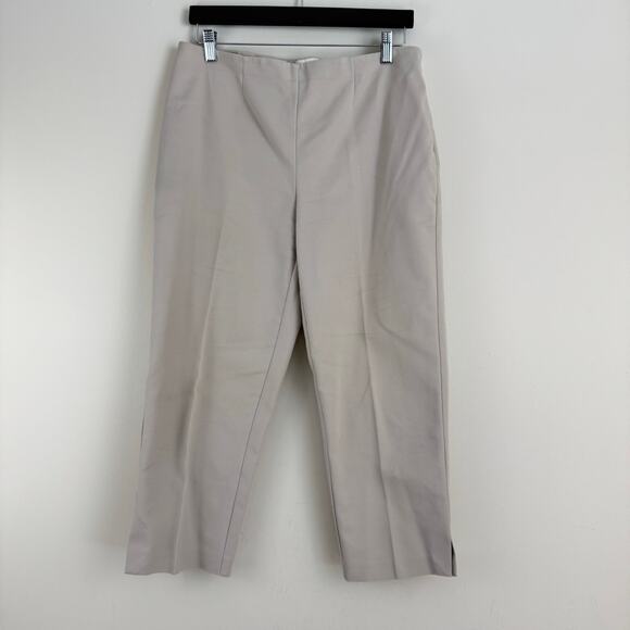 Chico's Sz 1 Pants Womens US 8 Tan Side Zip Trousers Ankle Length Crop Split Hem - Picture 1 of 10